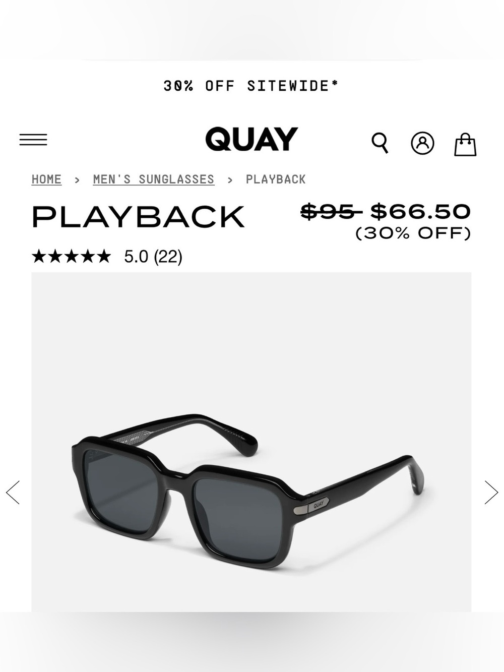 Quay Australia Playback Sunglasses in Black - Picture 2 of 2